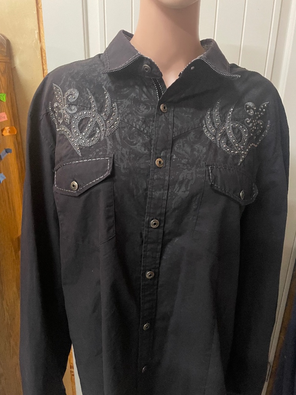 TOKU beaded front & Back long sleeve XXL shirt